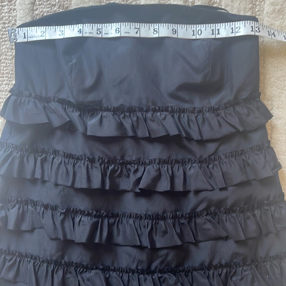 Gap Silk and Cotton Little Black Strapless Ruffle Party Dress Size 2 - Picture 12 of 15